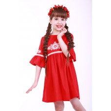 Embroidered dress for girl "Child's Dream" Red